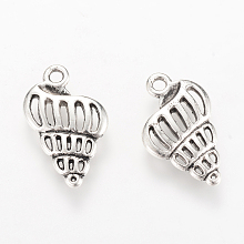 Honeyhandy Tibetan Style Alloy Pendants, Spiral Shell, Cadmium Free & Lead Free, Antique Silver, 19.5x12.5x2.5mm, Hole: 2mm