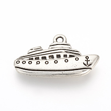 Honeyhandy Tibetan Style Alloy Pendants, Ship, Cadmium Free & Lead Free, Antique Silver, 15x25x3mm, Hole: 1.5mm