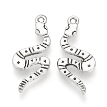 Honeyhandy Tibetan Style Alloy Pendants, Snake, Cadmium Free & Lead Free, Antique Silver, 26x11x1.5mm, Hole: 1mm