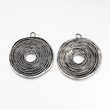 Honeyhandy Tibetan Style Alloy Big Pendants, Cadmium Free & Lead Free, Disc, Antique Silver, 57x53x3mm, Hole: 4.5mm