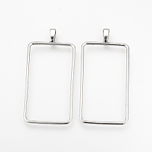 Honeyhandy Tibetan Style Alloy Big Pendants, Rectangle Frame, Cadmium Free & Lead Free, Antique Silver, 69x33x2mm, Hole: 4mm