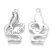 Honeyhandy Tibetan Style Alloy Pendants, Cadmium Free & Lead Free, Snake, Antique Silver, 33.5x19x3mm, Hole: 2mm