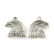 Honeyhandy Tibetan Style Zinc Alloy Pendants, Lead Free & Cadmium Free, Eagle/Hawk Charm, Antique Silver, 21.8x18.7x4mm, Hole: 2mm