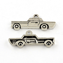 Honeyhandy Tibetan Style Zinc Alloy Car Charms, Lead Free & Cadmium Free, Antique Silver, 11x27x2mm, Hole: 2mm