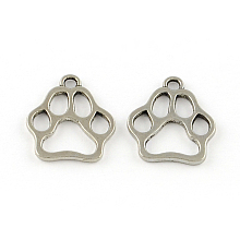 Honeyhandy Dog Paw Prints Tibetan Style Alloy Pendants, Cadmium Free & Lead Free, Antique Silver, 19x16x1.5mm, Hole: 2mm