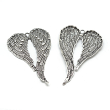 Honeyhandy Tibetan Style Alloy Big Pendants, Cadmium Free & Lead Free, Wing, Antique Silver, 68.5x47x5mm, Hole: 3mm