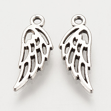 Honeyhandy Tibetan Style Alloy Charms, Wing, Cadmium Free & Lead Free, Antique Silver, 13x5x1.5mm, Hole: 1mm