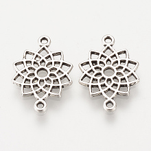 Honeyhandy Tibetan Style Alloy Links connectors, Flower, Cadmium Free & Lead Free, Chakra Sahasrara, Antique Silver, 20x14x1.5mm, Hole: 1mm