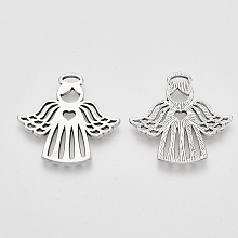 Honeyhandy Tibetan Style Alloy Pendants, Angel, Cadmium Free & Lead Free, Antique Silver, 27x27.5x1.5mm, Hole: 4x2mm