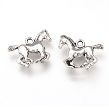 Honeyhandy Tibetan Style Alloy Pendants, Cadmium Free & Lead Free, Horse, Antique Silver, 19x14x3mm, Hole: 2mm