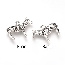 Honeyhandy Tibetan Style Alloy Pendants, Zebra, Cadmium Free & Lead Free, Antique Silver, 16x22x3mm, Hole: 2mm