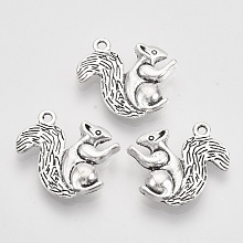 Honeyhandy Tibetan Style Alloy Pendants,  Cadmium Free & Lead Free, Squirrel, Antique Silver, 21x21.5x3.5mm, Hole: 1.5mm