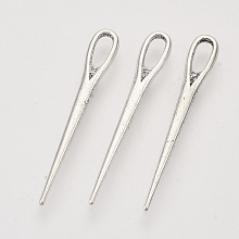 Honeyhandy Tibetan Style Alloy Pendants,  Cadmium Free & Lead Free, Needle Shape, Antique Silver, 38x5.5x2mm, Hole: 2.5x6.5mm