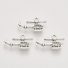 Honeyhandy Tibetan Style Alloy Pendants,  Cadmium Free & Lead Free, Helicopter, Antique Silver, 12x20.5x2.5mm, Hole: 1.4mm