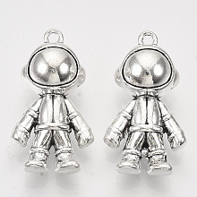 Honeyhandy Tibetan Style Alloy Pendants,  Cadmium Free & Lead Free, Spaceman, Antique Silver, 32.5x18x12mm, Hole: 2mm