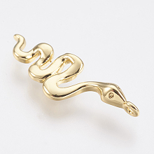 Honeyhandy Brass Charms, Lead Free & Cadmium Free, Snake, Golden, 28x9x3.5mm, Hole: 1.2mm