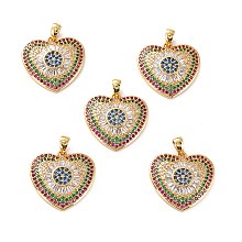 ARRICRAFT Brass Micro Pave Cubic Zirconia Pendants, Long-Lasting Plated, Cadmium Free & Lead Free, Heart, Real 18K Gold Plated, 18.5x19.5x4mm, Hole: 4.5x2.5mm