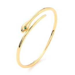 Honeyhandy Snake Wrap Cubic Zirconia Cuff Bangle, Real 18K Gold Plated Brass Plain Open Bangle for Women, Cadmium Free & Lead Free, Green, Inner Diameter: 2-1/8x1-7/8 inch(5.54x4.9cm)