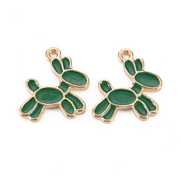 ARRICRAFT Rack Plating Alloy Pendants, Cadmium Free & Lead Free, Dog, Sea Green, 19.5x16x2mm, Hole: 1.6mm