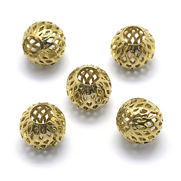 Honeyhandy Brass Filigree European Beads, Lead Free & Cadmium Free & Nickel Free, Rondelle, Raw(Unplated), 11x10mm, Hole: 5mm