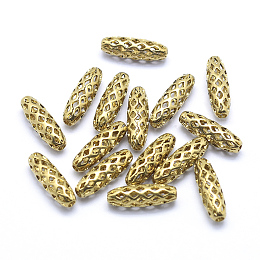 Honeyhandy Brass Filigree Beads, Lead Free & Cadmium Free & Nickel Free, Rice, Raw(Unplated), 12x4mm, Hole: 1mm