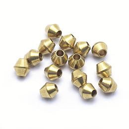 Honeyhandy Brass Spacer Beads, Lead Free & Cadmium Free & Nickel Free, Bicone, Raw(Unplated), 4x4mm, Hole: 1.5mm