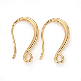 Honeyhandy Rack Plating Eco-friendly Brass Earring Hooks, with Horizontal Loop, Lead Free & Cadmium Free, Real 24K Gold Plated, 19x2.5mm, Hole: 2mm, Pin: 0.5mm