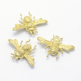 Honeyhandy Brass Pendants, Lead Free & Cadmium Free & Nickel Free, Bee, Raw(Unplated), 20x28.5x5.5mm, Hole: 1.5mm