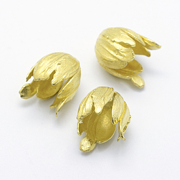 Honeyhandy Brass Bead Caps, Lead Free & Cadmium Free & Nickel Free, Flower, Raw(Unplated), 21.5x16.5mm, Hole: 2.5mm