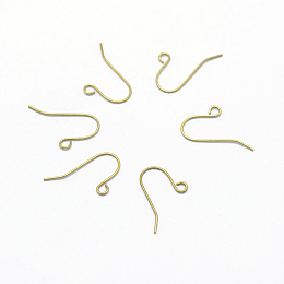 Honeyhandy Brass Earring Hooks, Ear Wire, with Horizontal Loop, Lead Free & Cadmium Free & Nickel Free, Raw(Unplated), 18.5x10x0.6mm, Hole: 2mm, Pin: 0.6mm