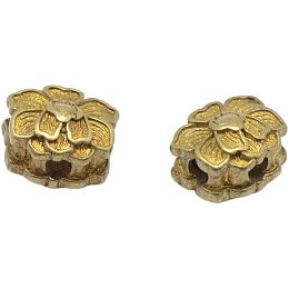 Pandahall Elite About 20 pcs Tibetan Metal Flower Beads Brass Unplated Lotus Flower Spacers Beads Charms for Jewelry Makings 9.5x12mm Hole: 2.5mm