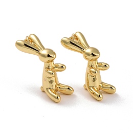 Honeyhandy Brass Pendants, Lead Free & Cadmium Free, Rabbit, Real 18K Gold Plated, 17x8.5x12mm, Hole: 3.5mm