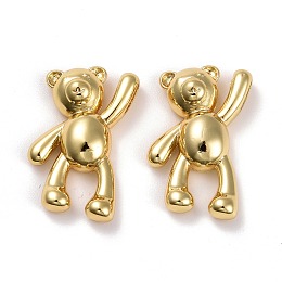 Honeyhandy Brass Pendants, Lead Free & Cadmium Free, Bear, Real 18K Gold Plated, 24x14.5x6mm, Hole: 5x2mm