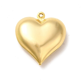 Honeyhandy Rack Plating Brass Pendants, Long-Lasting Plated, Cadmium Free & Lead Free, Heart Charms, Real 18K Gold Plated, 24x22x7mm, Hole: 1mm