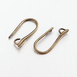 Honeyhandy Brass Earring Hooks for Earring Designs, Ear Wire, with Horizontal Loop, Lead Free & Cadmium Free, Antique Bronze, 20.5x8.5x2.5mm, Hole: 2mm, 18 Gauge, Pin: 1mm