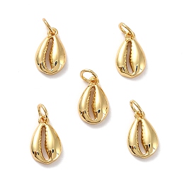 Honeyhandy Brass Pendants, Long-Lasting Plated, Cadmium Free & Lead Free, Shell, Real 18K Gold Plated, 10.5x6.5x2.5mm, Hole: 2.5mm