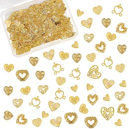 OLYCRAFT 140Pcs Resin Fillers Heart Shape Resin Filling Accessories Alloy Cabochons Epoxy Resin Supplies Charms for Resin Jewelry Making, Nail Arts and Crafting - Golden