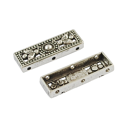 Honeyhandy Alloy Multi-Strand Links,  Cadmium Free & Lead Free, Rectangle, Antique Silver, 25x8x4mm, Hole: 1mm