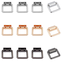 CHGCRAFT 12 Pcs 3 Colors Zinc Alloy Bag Side D Ring Clip, Hang Buckle Bag Shoulder Strap Chain Link Buckle, DIY Luggage Hardware Accessories, Cadmium Free & Lead Free, Mixed Color, 2.9x2.8x1.05cm