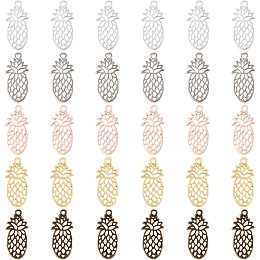 OLYCRAFT 30pcs Fruit Open Back Bezel Pendants Pineapple Shape Bezel Pendants Open Bezel Charms Zinc Alloy Frame Pendants Hollow Resin Frames with Loop for Resin Jewelry Making - 5 Colors