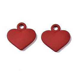 Honeyhandy Spray Painted Alloy Charms, Cadmium Free & Lead Free, Heart, Red, 13x12x1.5mm, Hole: 1.8mm