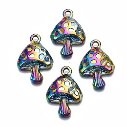 Honeyhandy Rainbow Color Alloy Pendants, Cadmium Free & Lead Free, Mushroom Shape, 25.5x17.5x5mm, Hole: 2mm