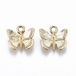 Honeyhandy Alloy Charms, Cadmium Free & Lead Free, Butterfly, Light Gold, 12x12.5x3mm, Hole: 1.8mm