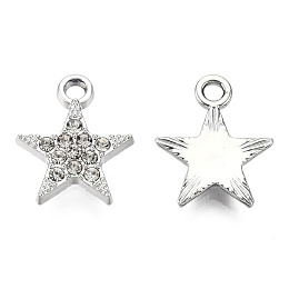 Honeyhandy Platinum Plated Alloy Charms, with Rhinestones, Cadmium Free & Lead Free, Star, Crystal, 14.5x12x2.5mm, Hole: 1.8mm