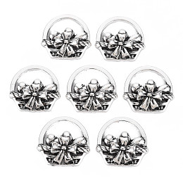 ARRICRAFT Tibetan Style Alloy Pendants, Cadmium Free & Lead Free, Flower Basket, Antique Silver, 19.5x19.5x5mm, Hole: 4x13mm