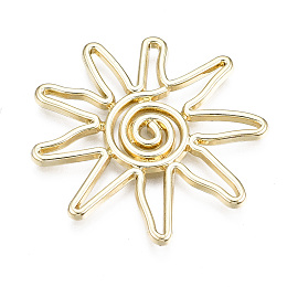 Honeyhandy Rack Plating Alloy Pendants, Cadmium Free & Lead Free, Sun, Light Gold, 30x33x1.5mm, Hole: 1.5mm