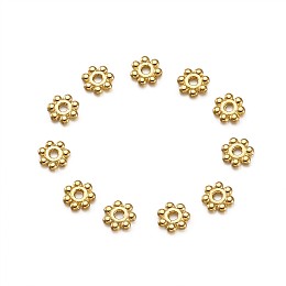 Honeyhandy Alloy Daisy Spacer Beads, Lead Free & Cadmium Free, Flower, Golden, 4x1.5mm, Hole: 1mm