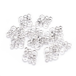 Honeyhandy Tibetan Style Links connectors, Cadmium Free & Lead Free , Chinese knot, Antique Silver, 22x18.5x1mm, Hole: 2.5x3mm