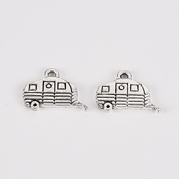 Honeyhandy Tibetan Style Alloy Charms, Lead Free & Cadmium Free,  Camping Van/Caravan, Antique Silver, 9.5x13x1mm, Hole: 1.2mm, about 840cs/500g