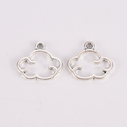 Honeyhandy Tibetan Style Alloy Charms, Lead Free & Cadmium Free, Cloud, Antique Silver, 12.5x14x1mm, Hole: 1.5mm, about 1000cs/500g